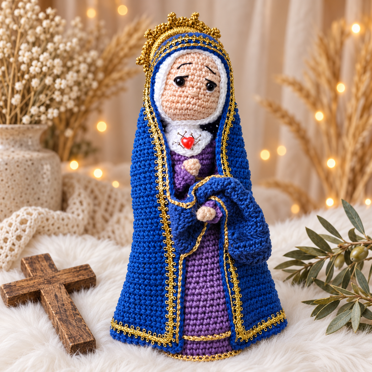 Nossa Senhora das Dores completa em amigurumi