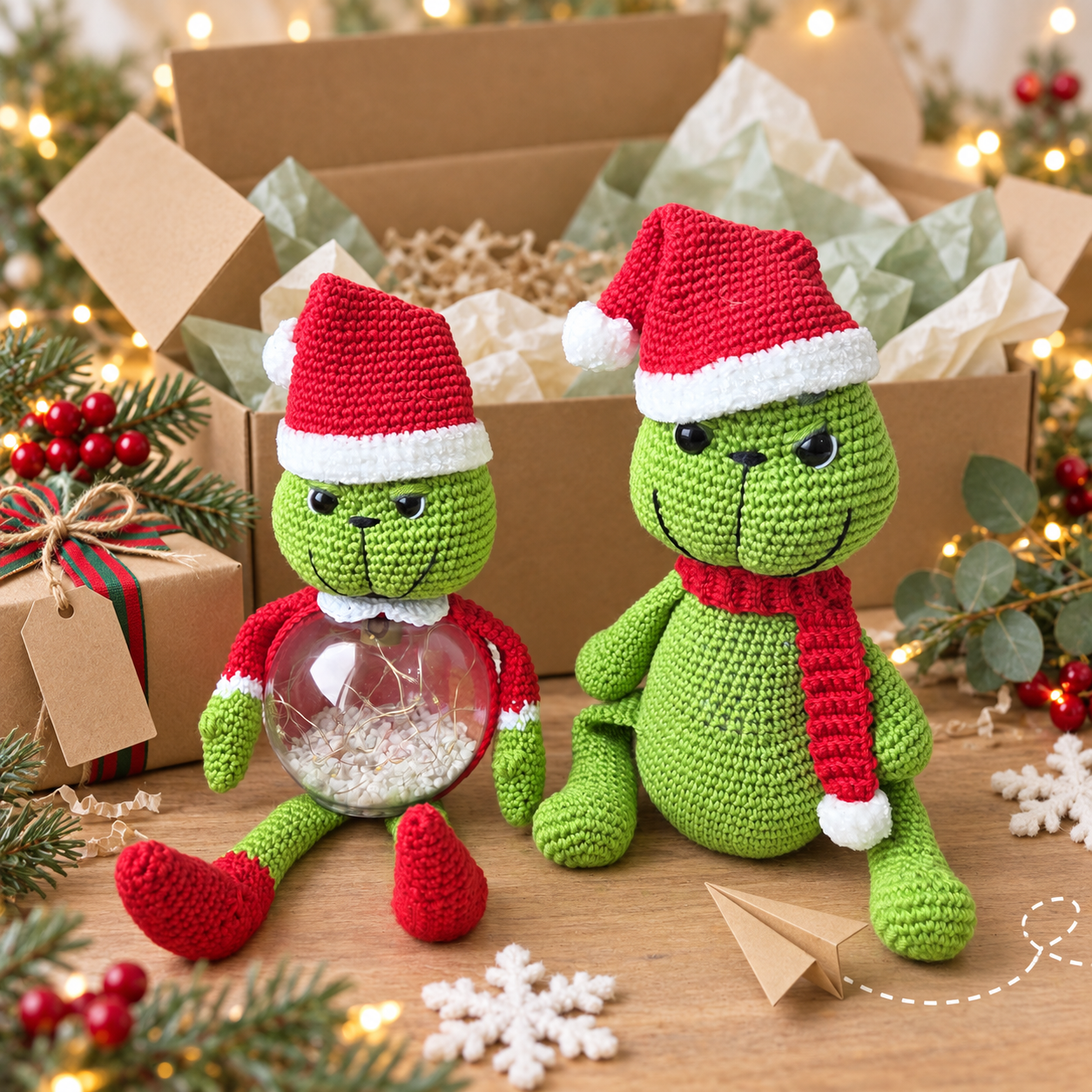 Conjunto Grinch com luminária e boneco em amigurumi