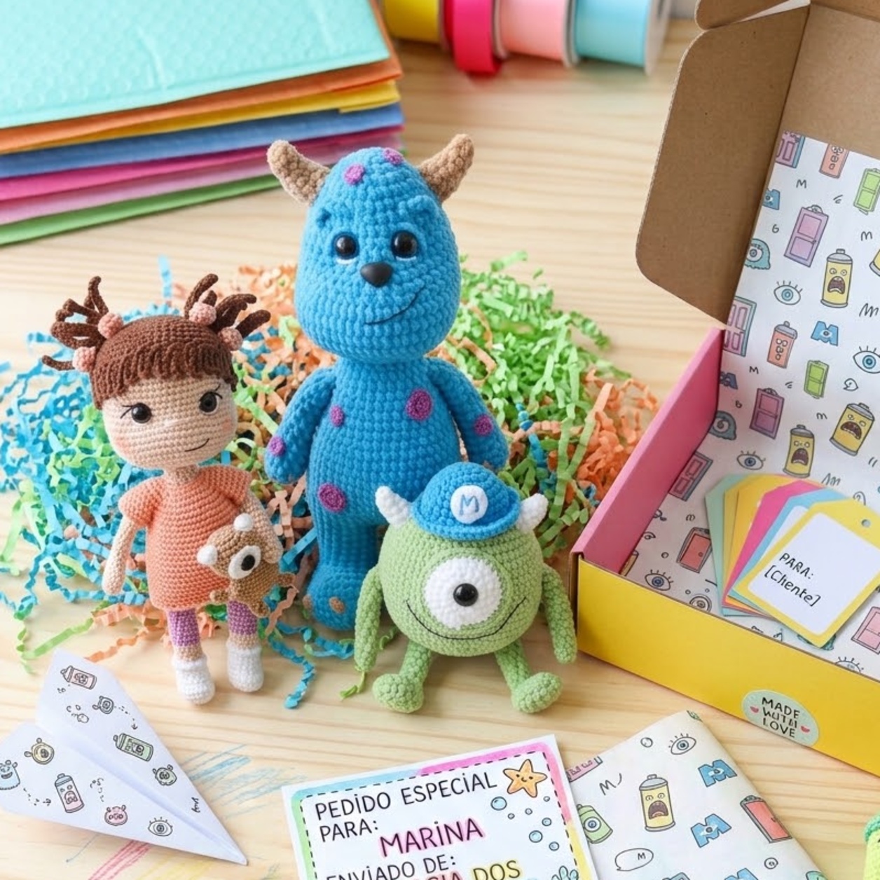 Monstrinhos da Boo em amigurumi, peça pronta