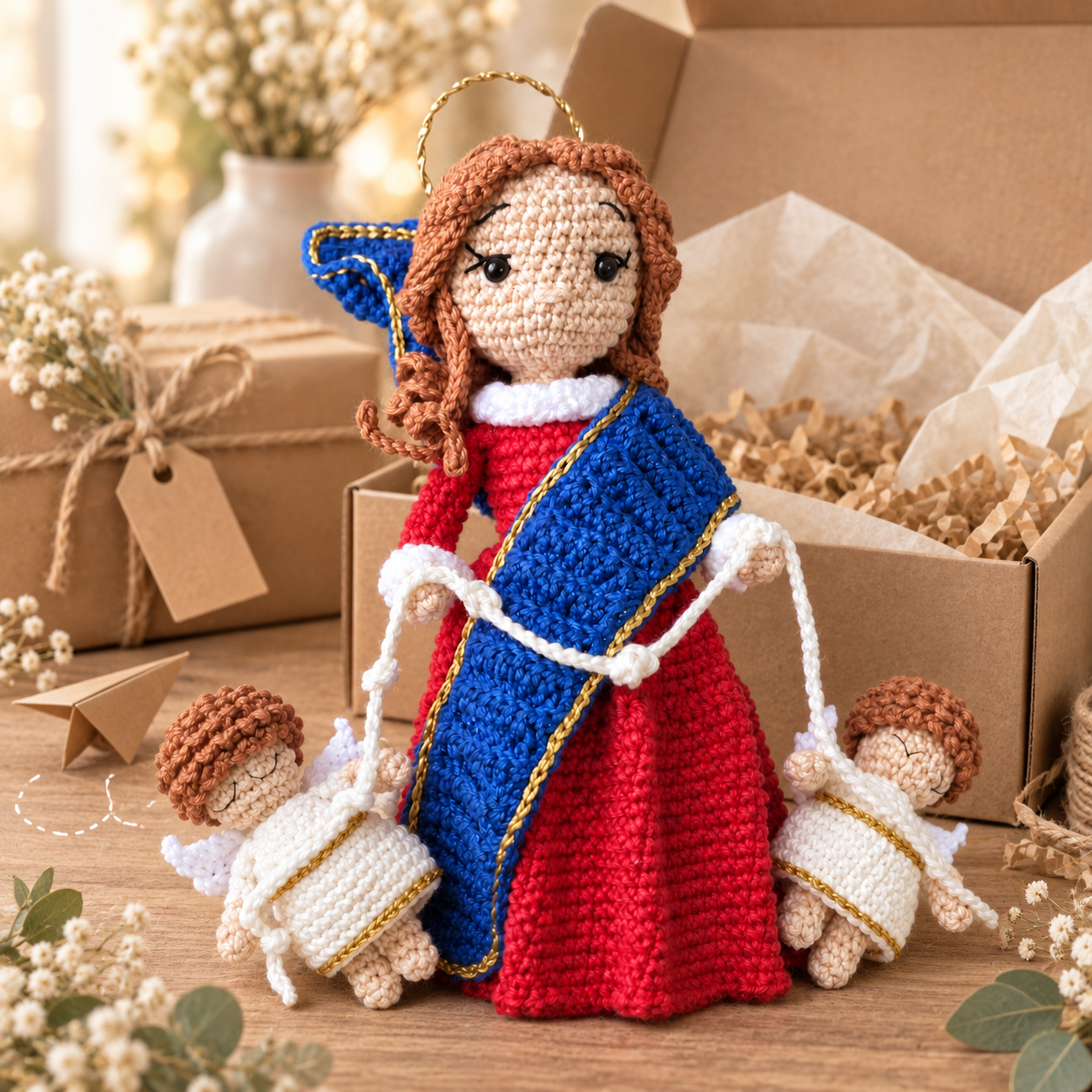 Nossa Senhora Desatadora de Nós em amigurumi, peça pronta