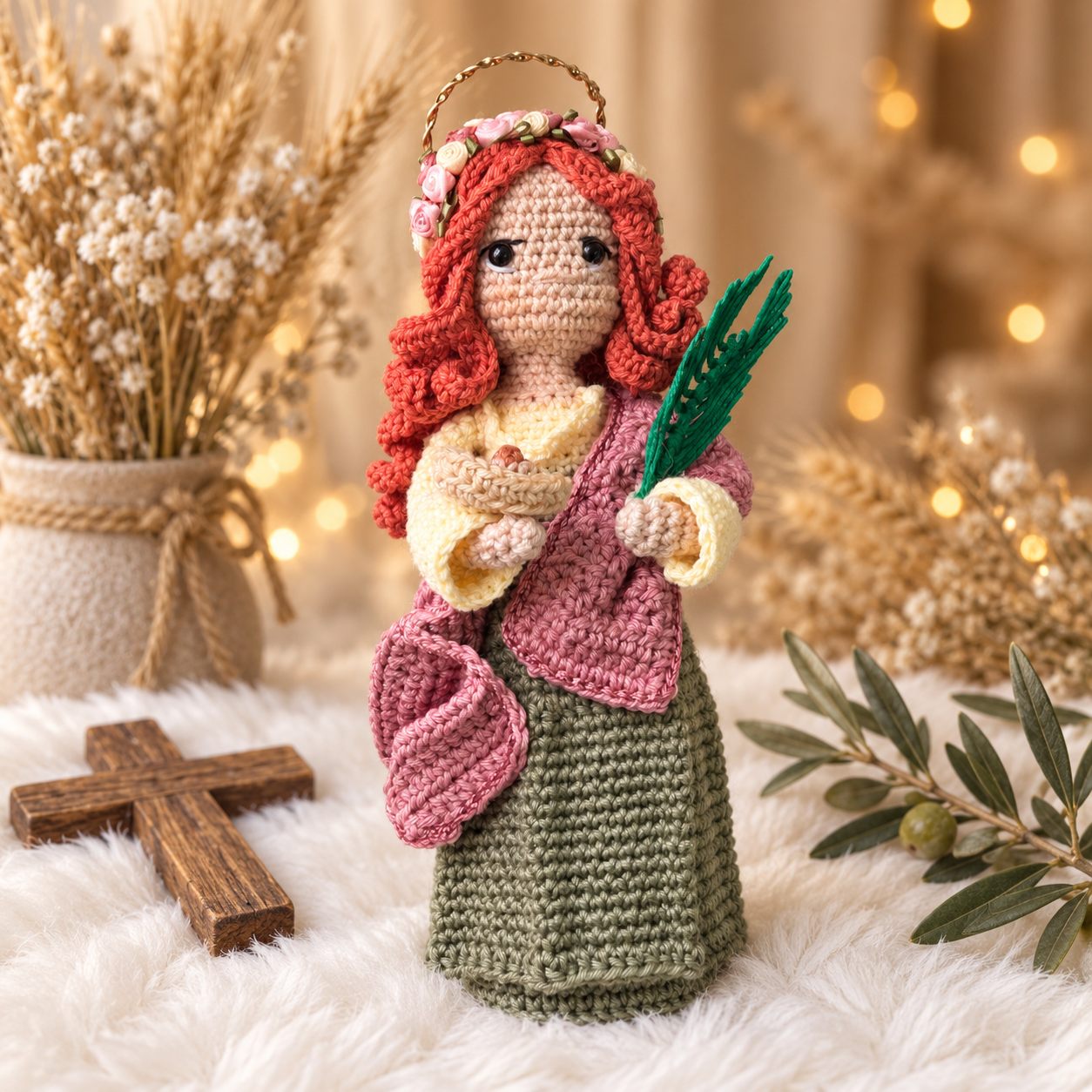 Santa Ágatha completa em amigurumi