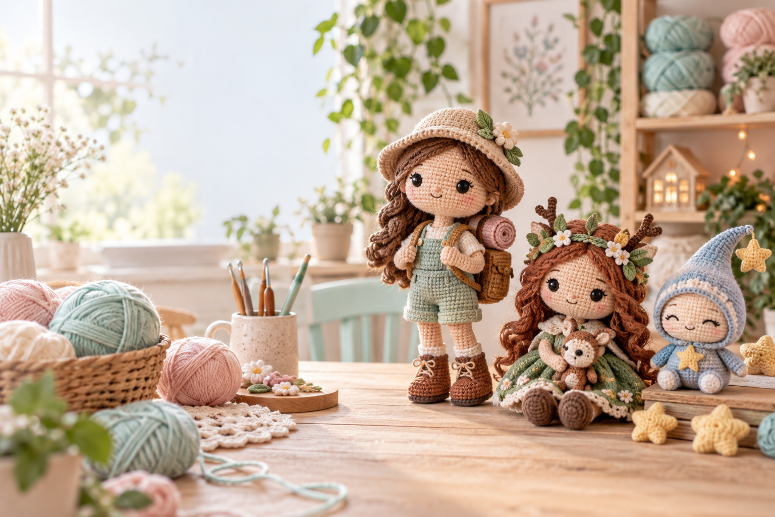 Ateliê Magia dos Amigurumis com bonecas de crochê