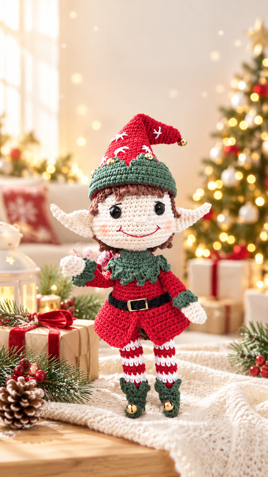 O Elfo da Magia do Natal em amigurumi