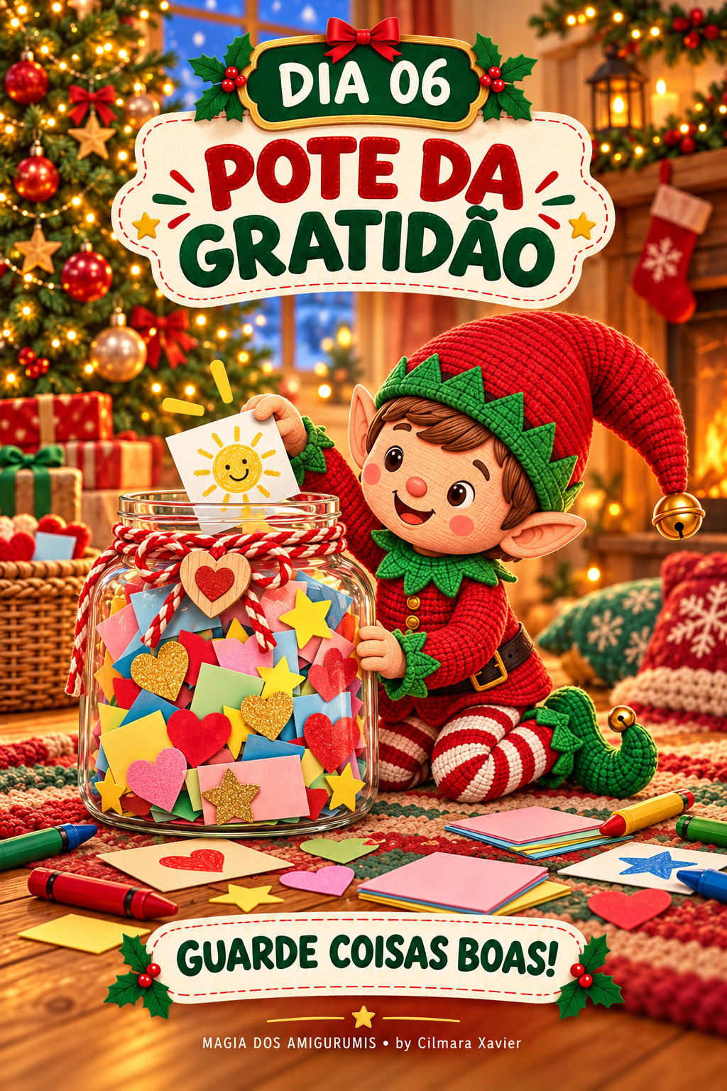 Card ilustrado: Dia 06 — Pote da Gratidão